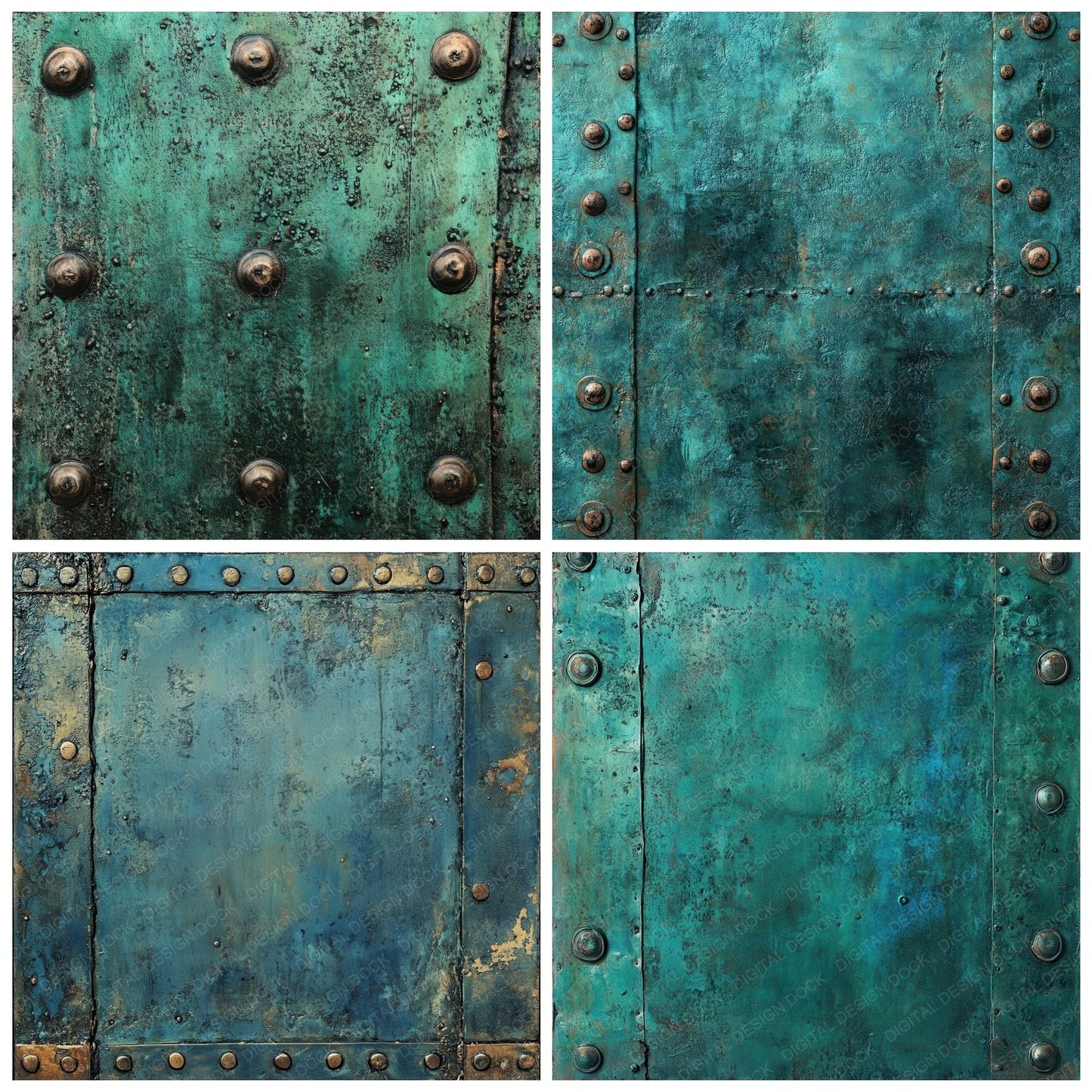 Corroded Copper Patina Background Digital Paper Pack (DDD001263)
