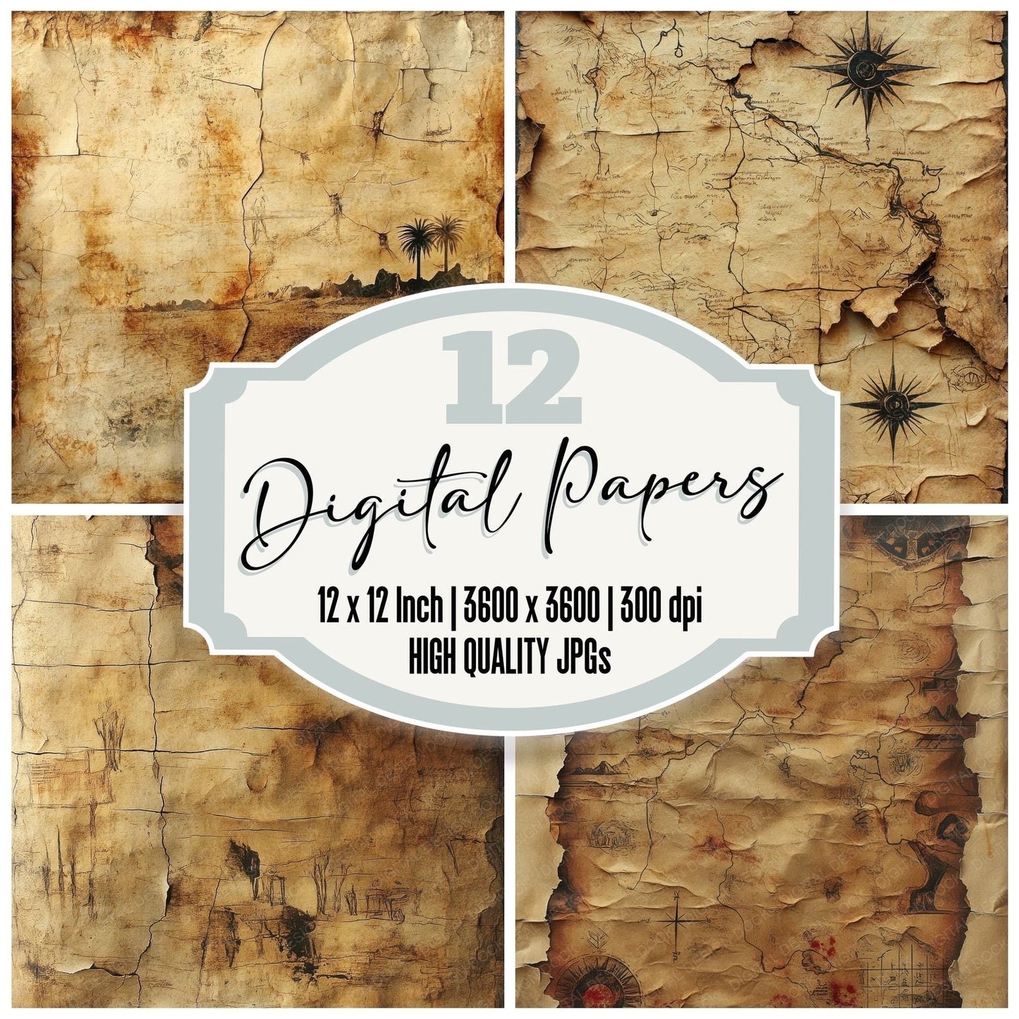 Corroded Desert Nomad Maps Digital Paper Pack (DDD001264)