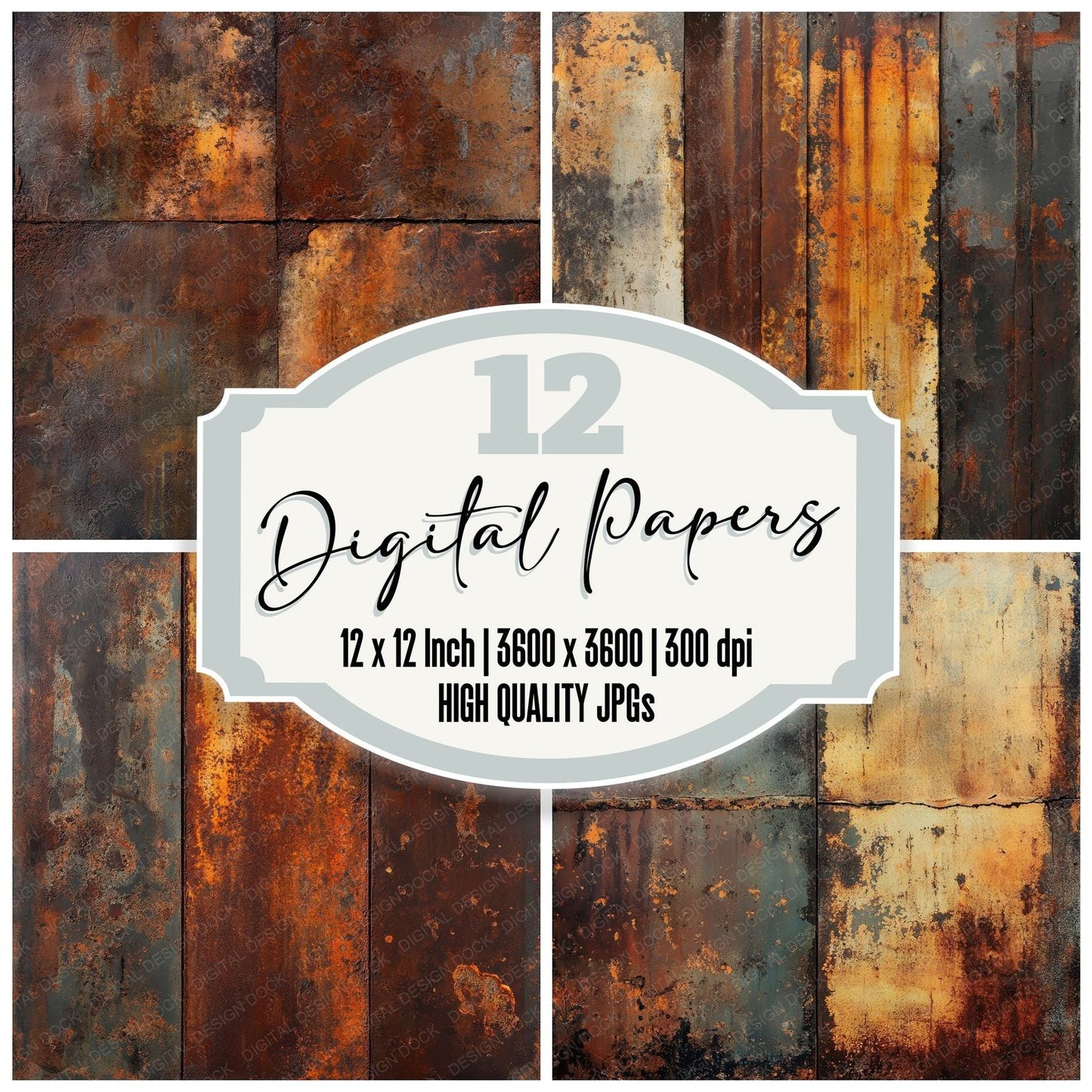 Corroded Metal Oil Background Digital Paper Pack (DDD001265)