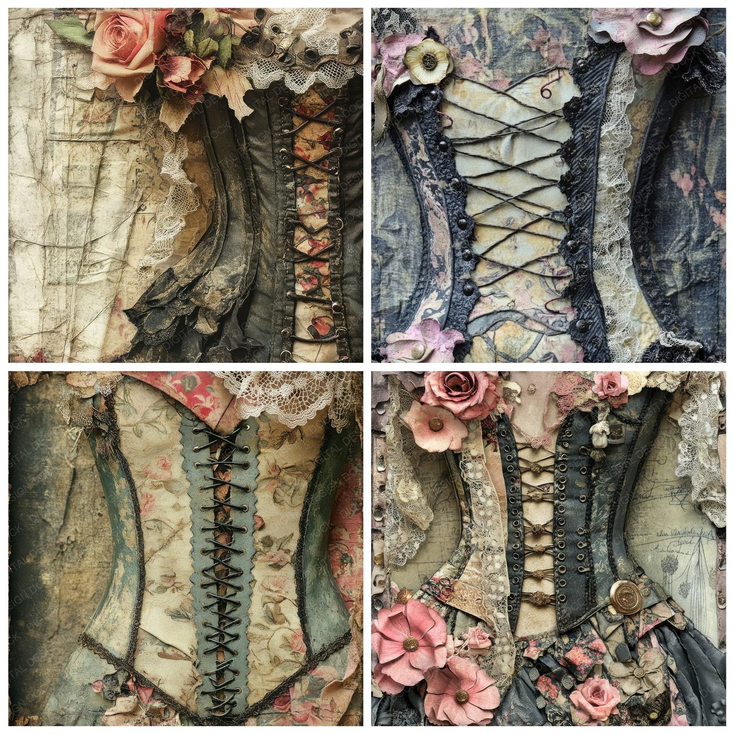 Corset Lace Brocade Digital Paper Pack (DDD001266)