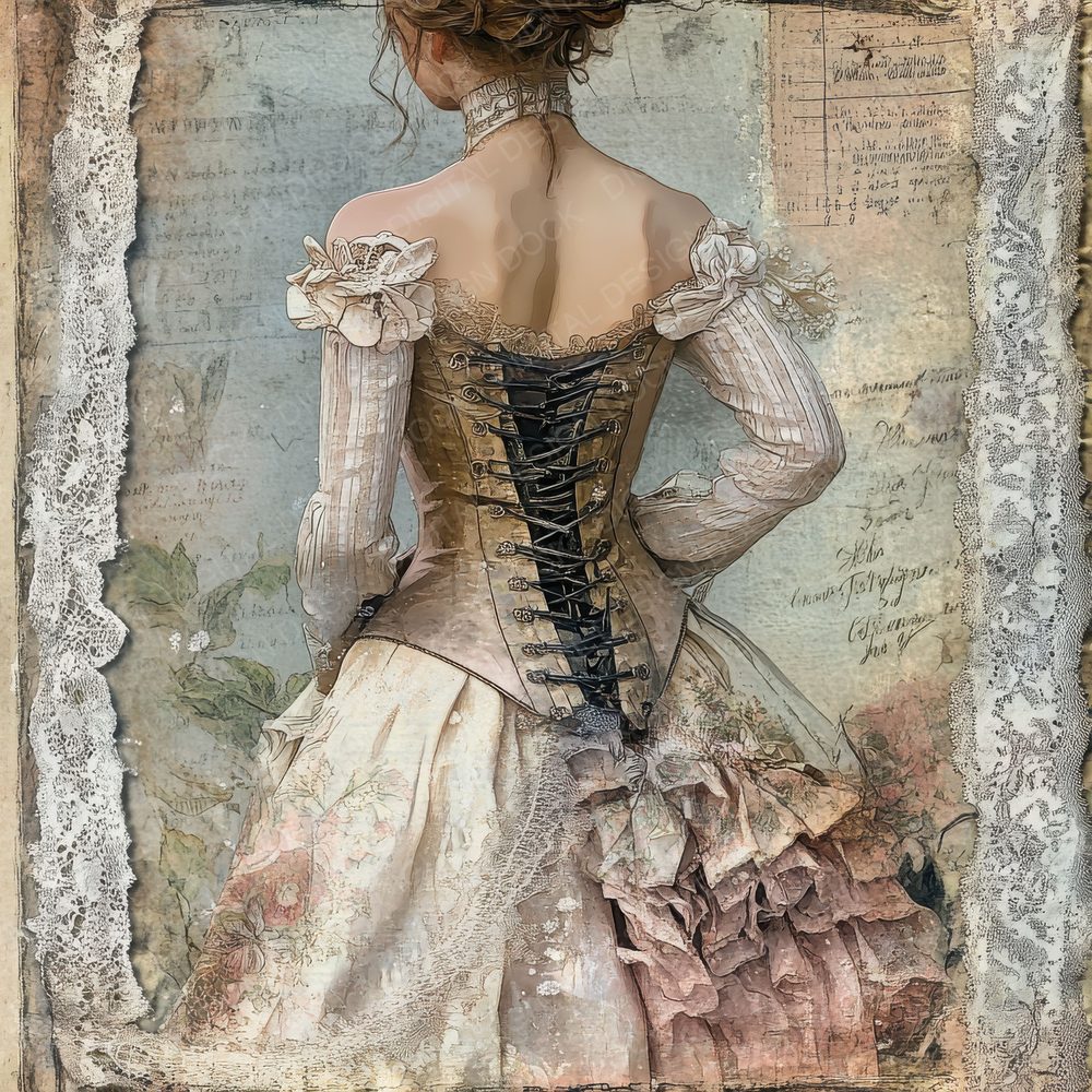 Corset Lace Brocade Digital Paper Pack (DDD001266)