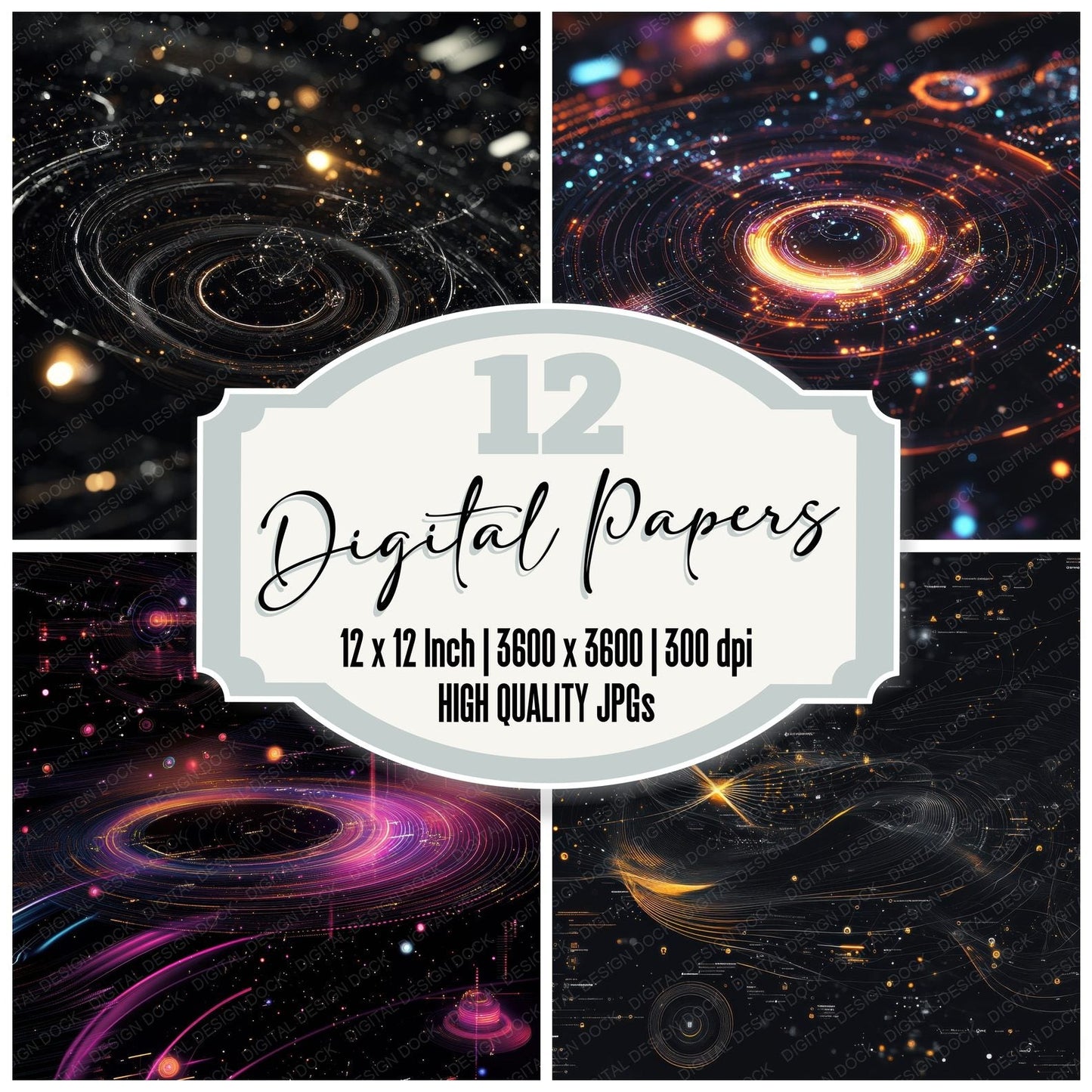 Cosmic Interface Rings Digital Paper Pack (DDD001275)