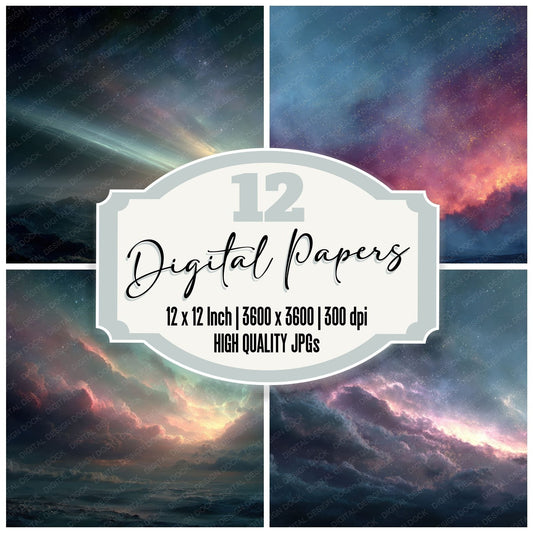 Cosmic Mist Planet Aurora Fog Grain Digital Paper Pack (DDD001279)