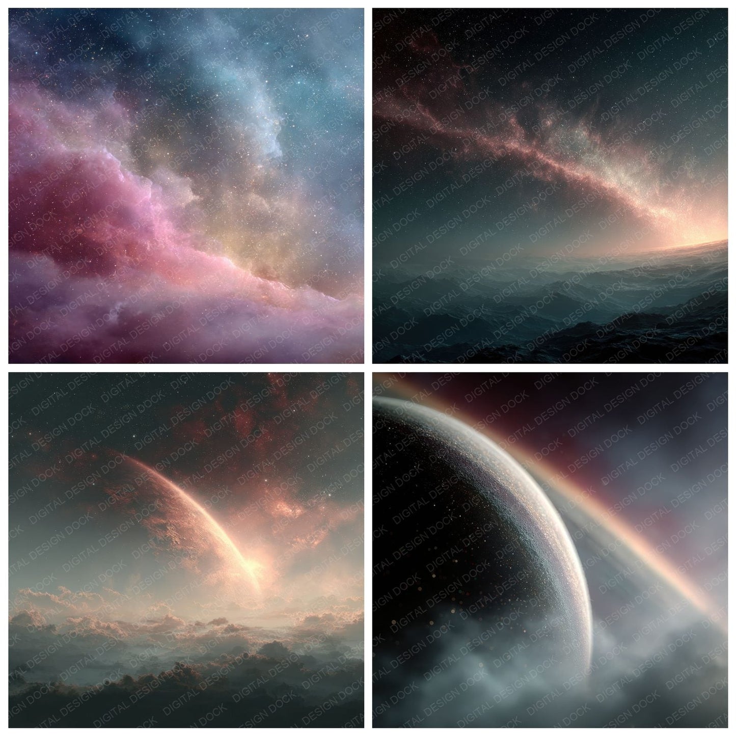 Cosmic Mist Planet Aurora Fog Grain Digital Paper Pack (DDD001279)