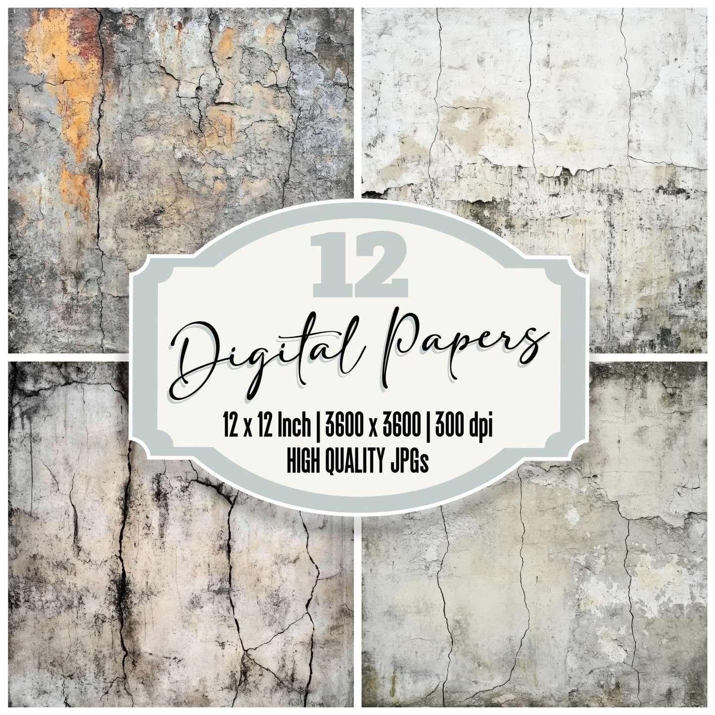 Cracked Concrete Background Digital Paper Pack (DDD001295)