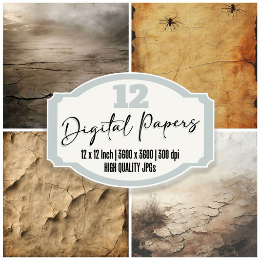 Cracked Earth Background Digital Paper Pack (DDD001297)