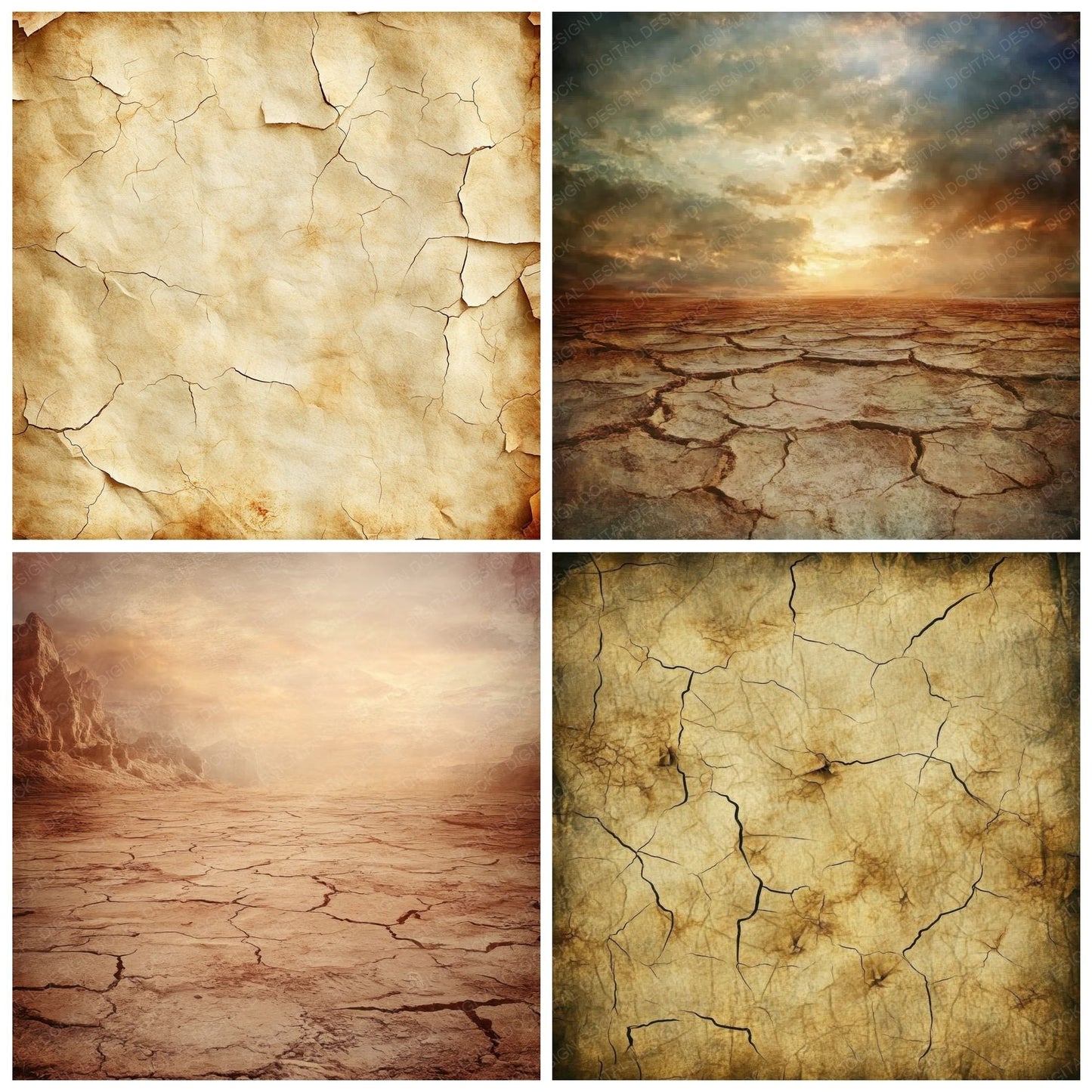 Cracked Earth Background Digital Paper Pack (DDD001297)