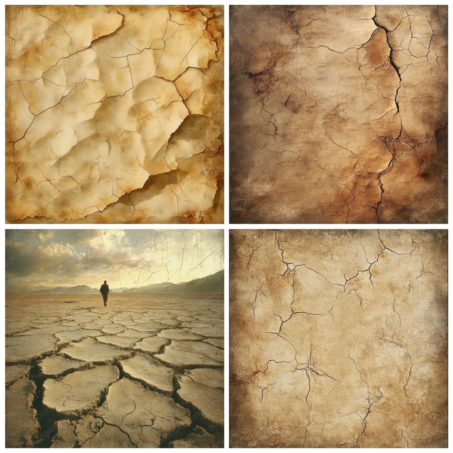 Cracked Earth Background Digital Paper Pack (DDD001297)