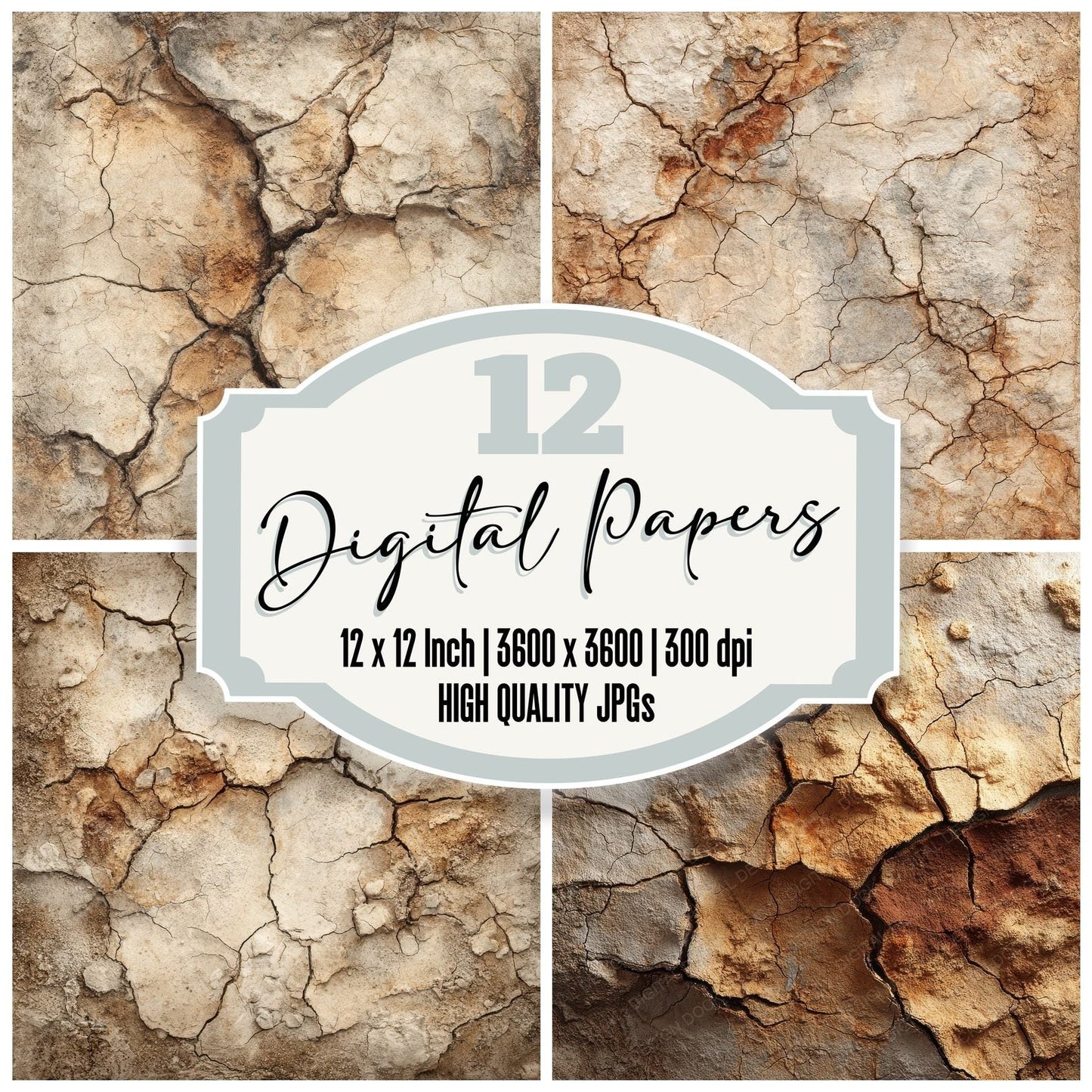 Cracked Earth Desert Chalk Digital Paper Pack (DDD001298)