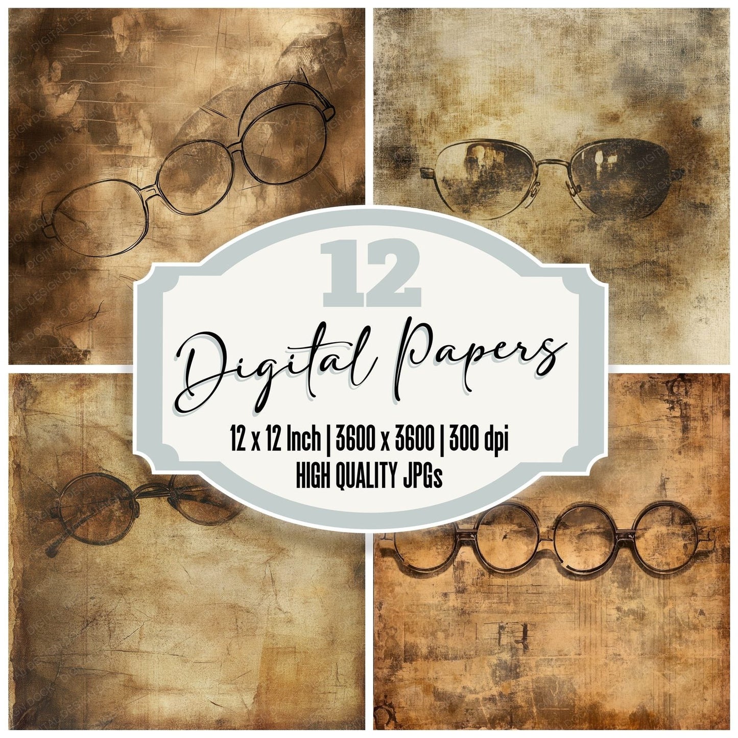 Cracked Glasses Background Digital Paper Pack (DDD001301)