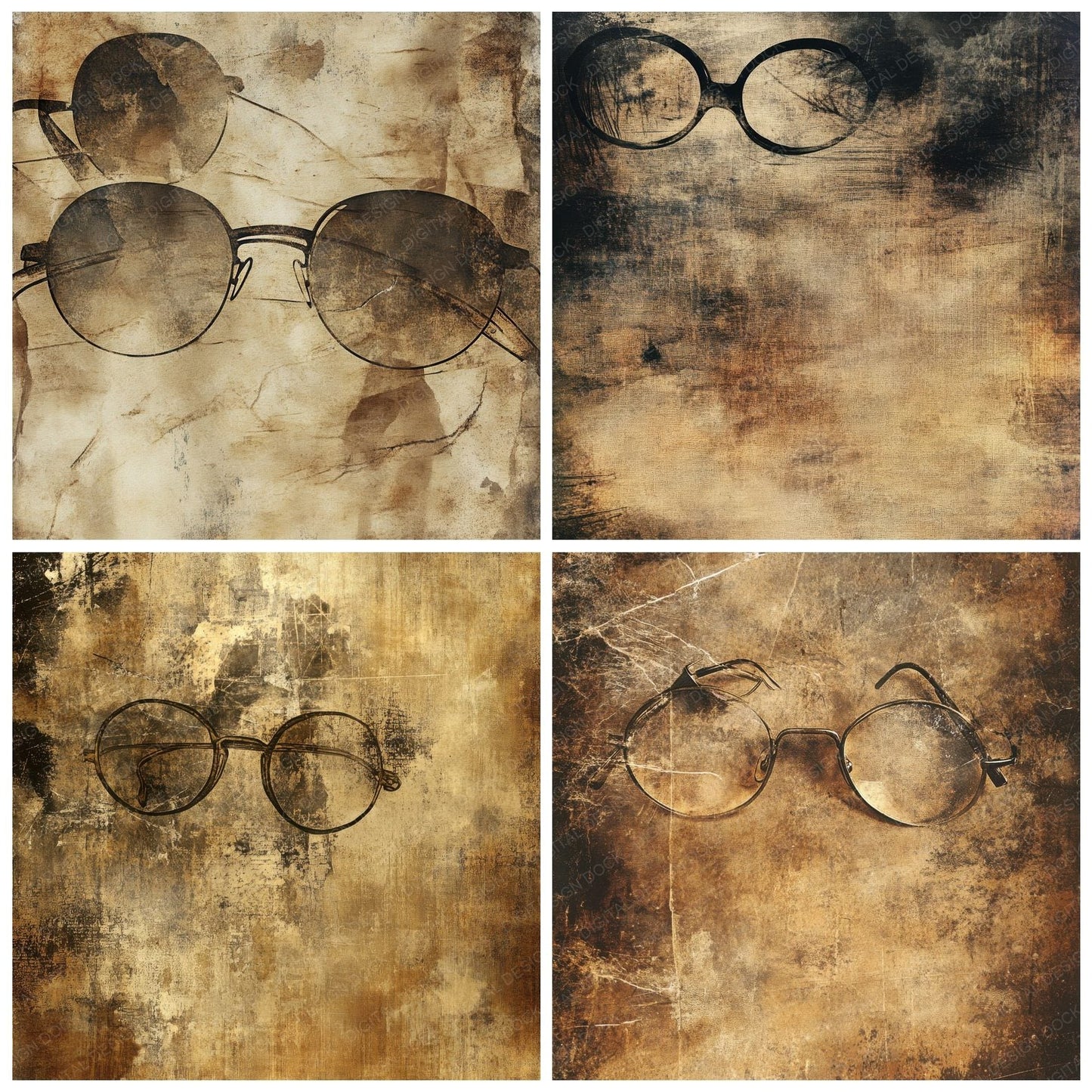 Cracked Glasses Background Digital Paper Pack (DDD001301)