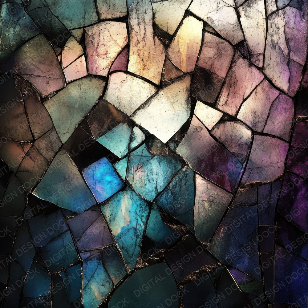 Cracked Stained Glass Background Digital Paper Pack (DDD001308)