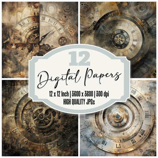 Cracked Timepieces Spiral Digital Paper Pack (DDD001309)