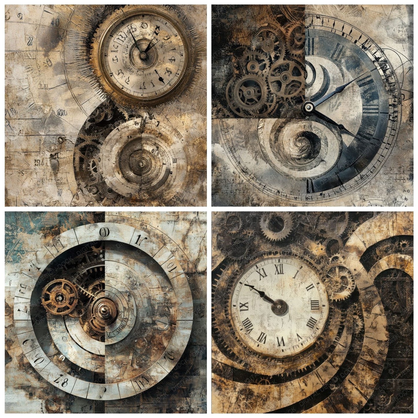 Cracked Timepieces Spiral Digital Paper Pack (DDD001309)