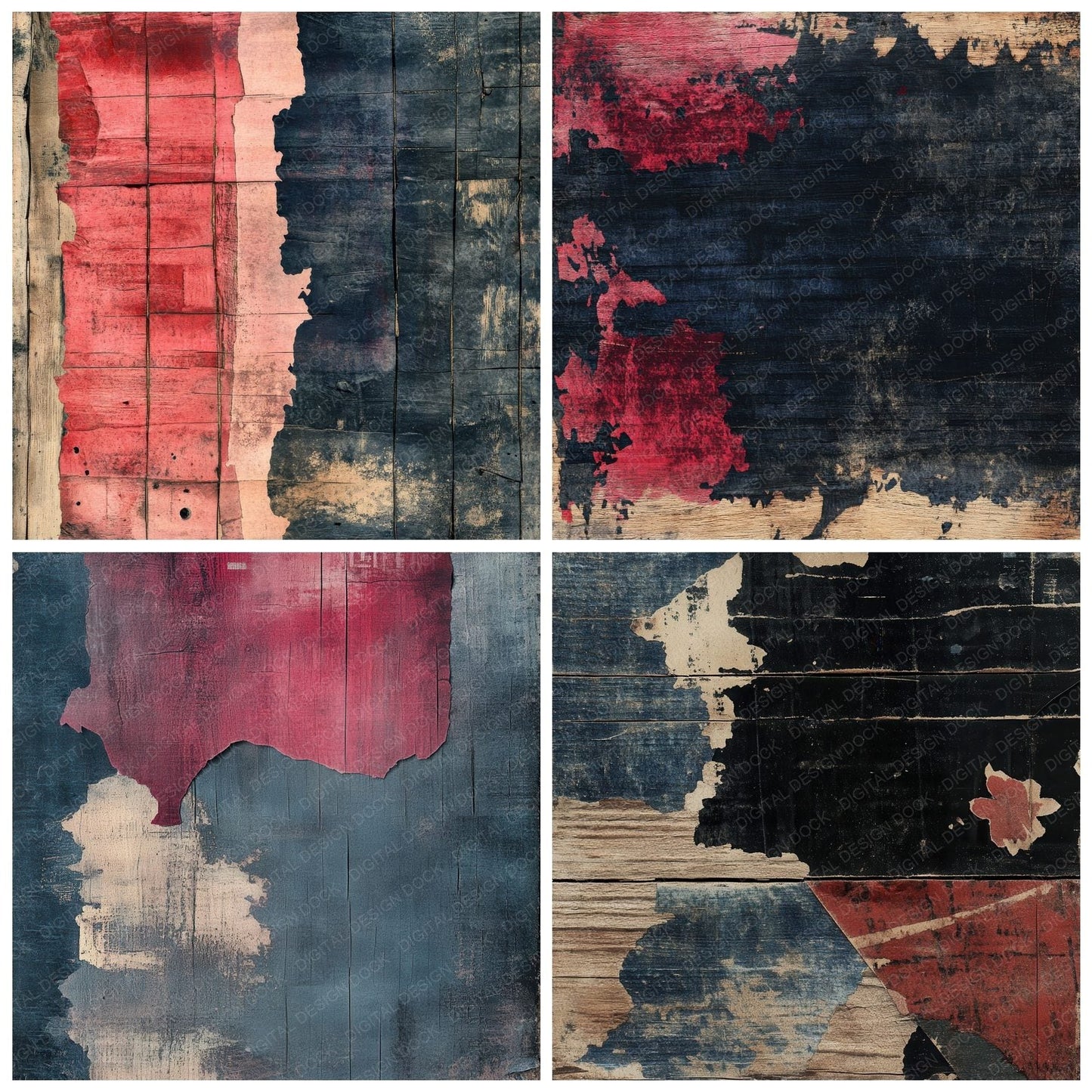 Cracked Woodblock Ink Background Digital Paper Pack (DDD001311)