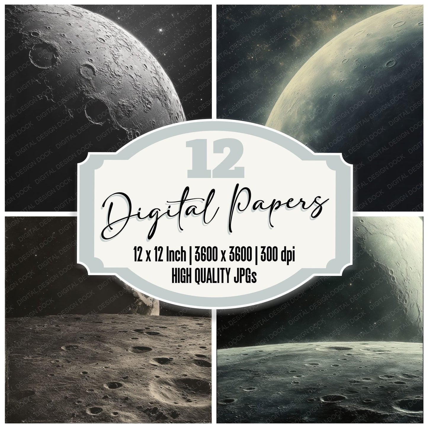Cratered Moon Horizon Digital Paper Pack (DDD001314)