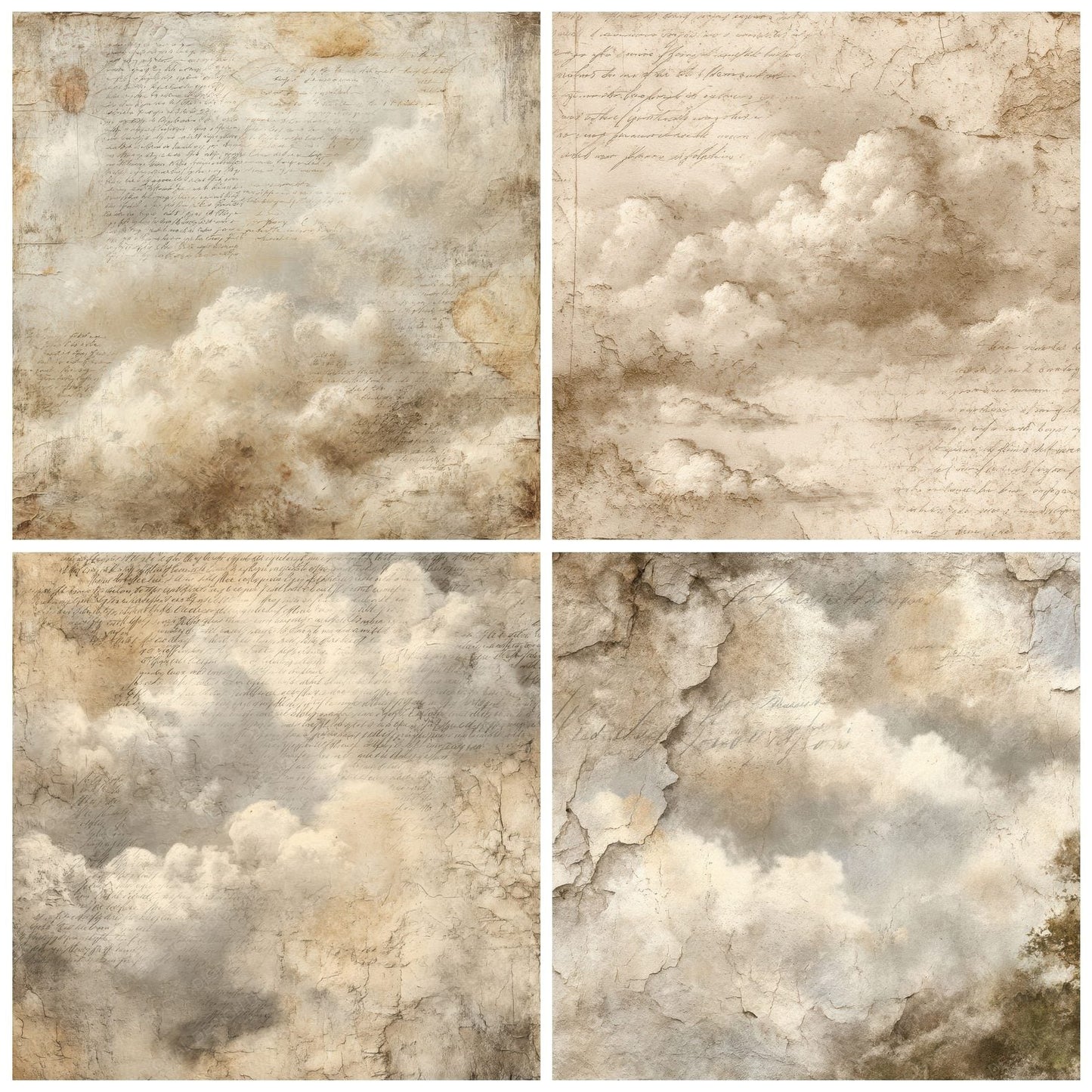 Cream Cloud Script Plaster Fade Digital Paper Pack (DDD001317)