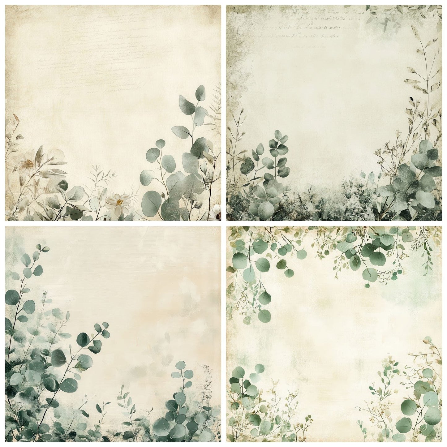 Cream Eucalyptus Lines Digital Paper Pack (DDD001319)