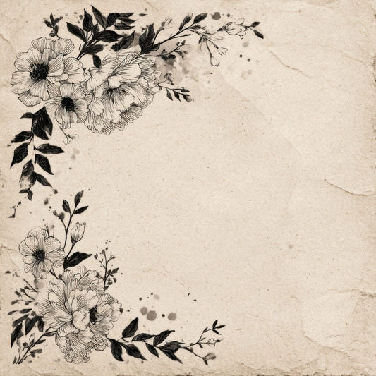 Cream Floral Sketch Digital Paper Pack (DDD001320)