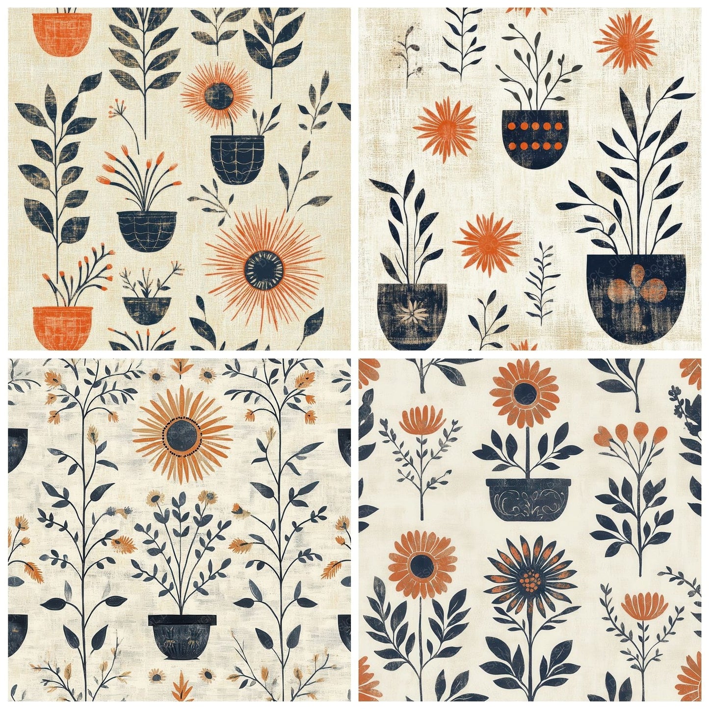 Cream Pot Folk Digital Paper Pack (DDD001325)
