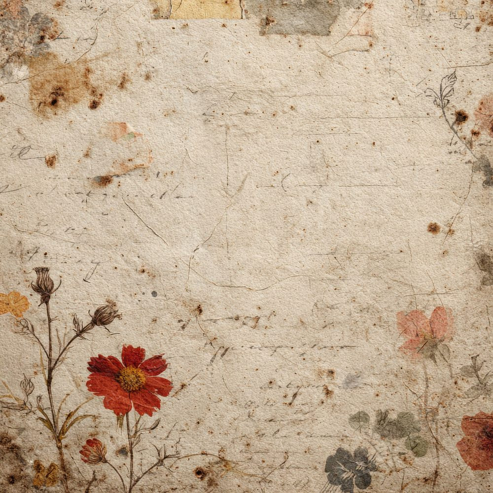Cream Rust Label Floral Digital Paper Pack (DDD001327)