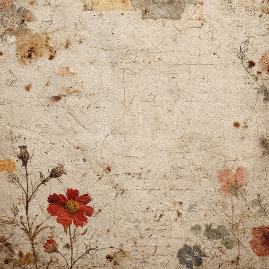 Cream Rust Label Floral Digital Paper Pack (DDD001327)