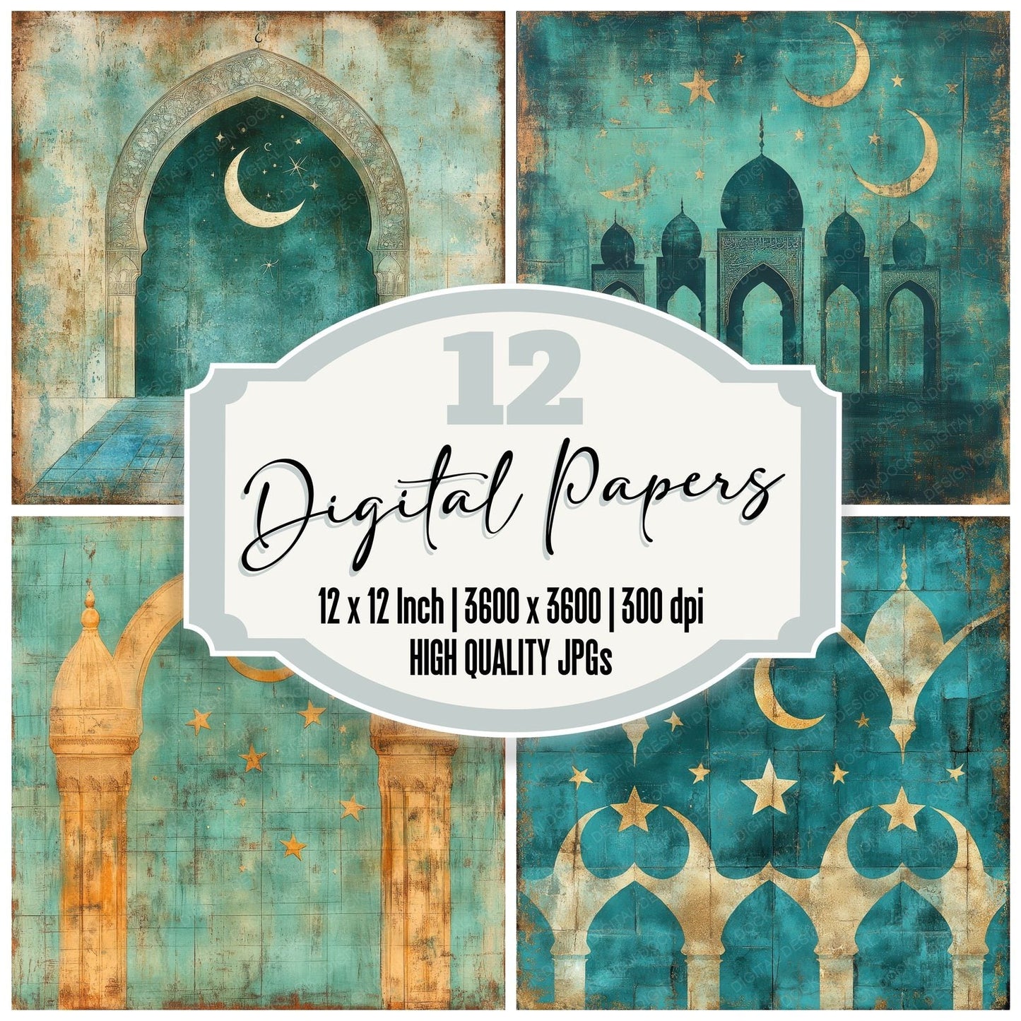 Crescent Calligraphy Arch Digital Paper Pack (DDD001330)