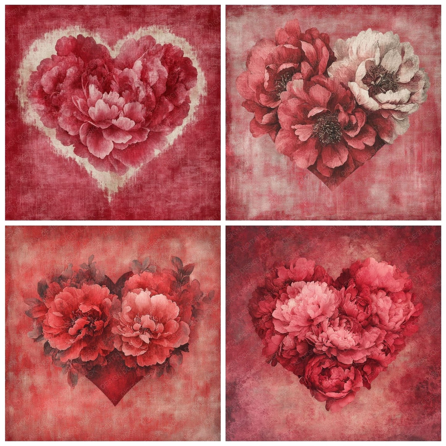 Crimson Peony Bloom Digital Paper Pack (DDD001338)