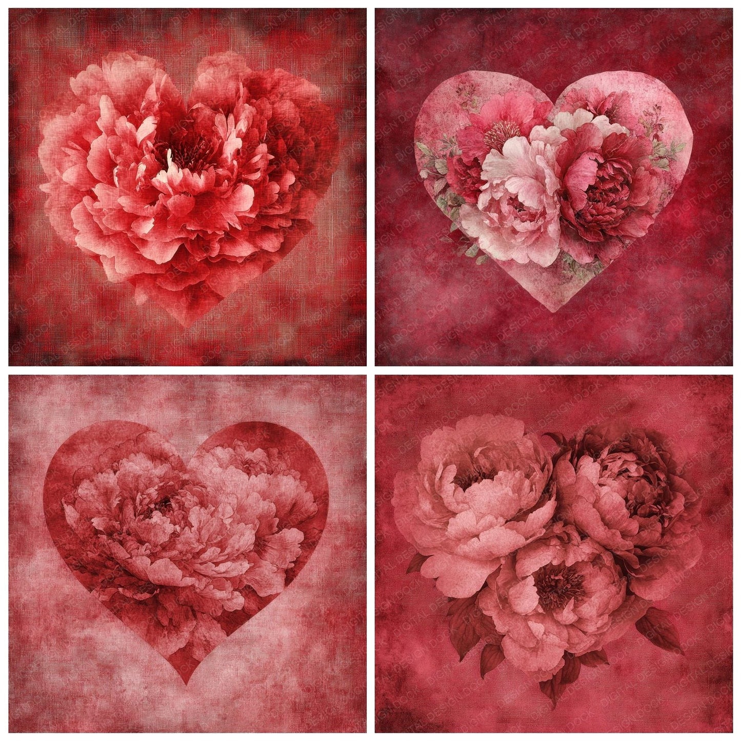 Crimson Peony Bloom Digital Paper Pack (DDD001338)