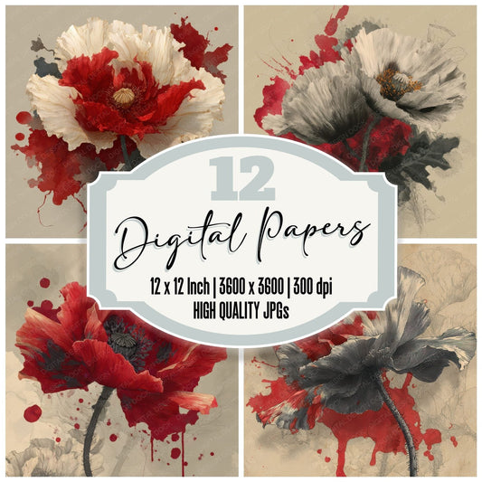 Crimson Poppy Melt Digital Paper Pack (DDD001339)