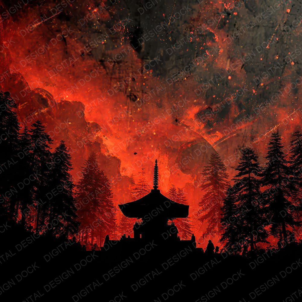 Crimson Shrine Glow Digital Paper Pack (DDD001341)