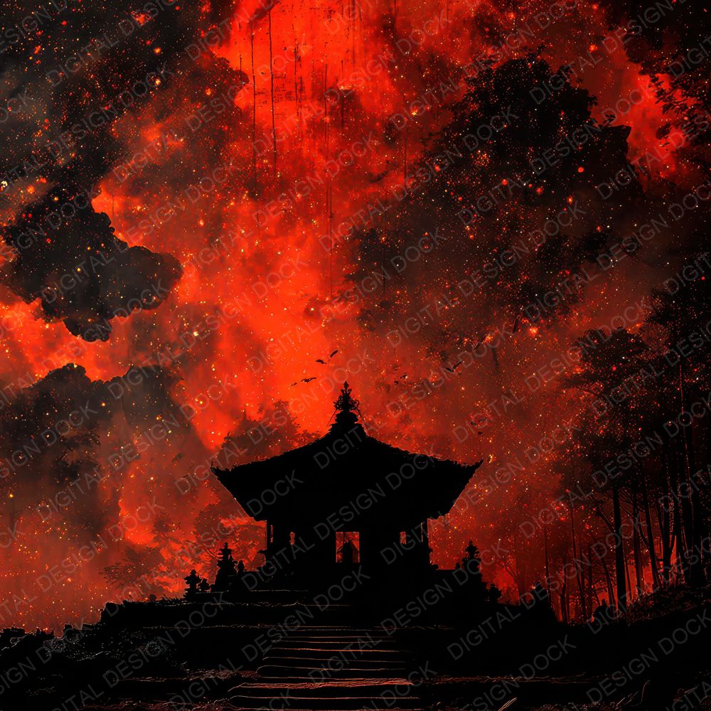 Crimson Shrine Glow Digital Paper Pack (DDD001341)
