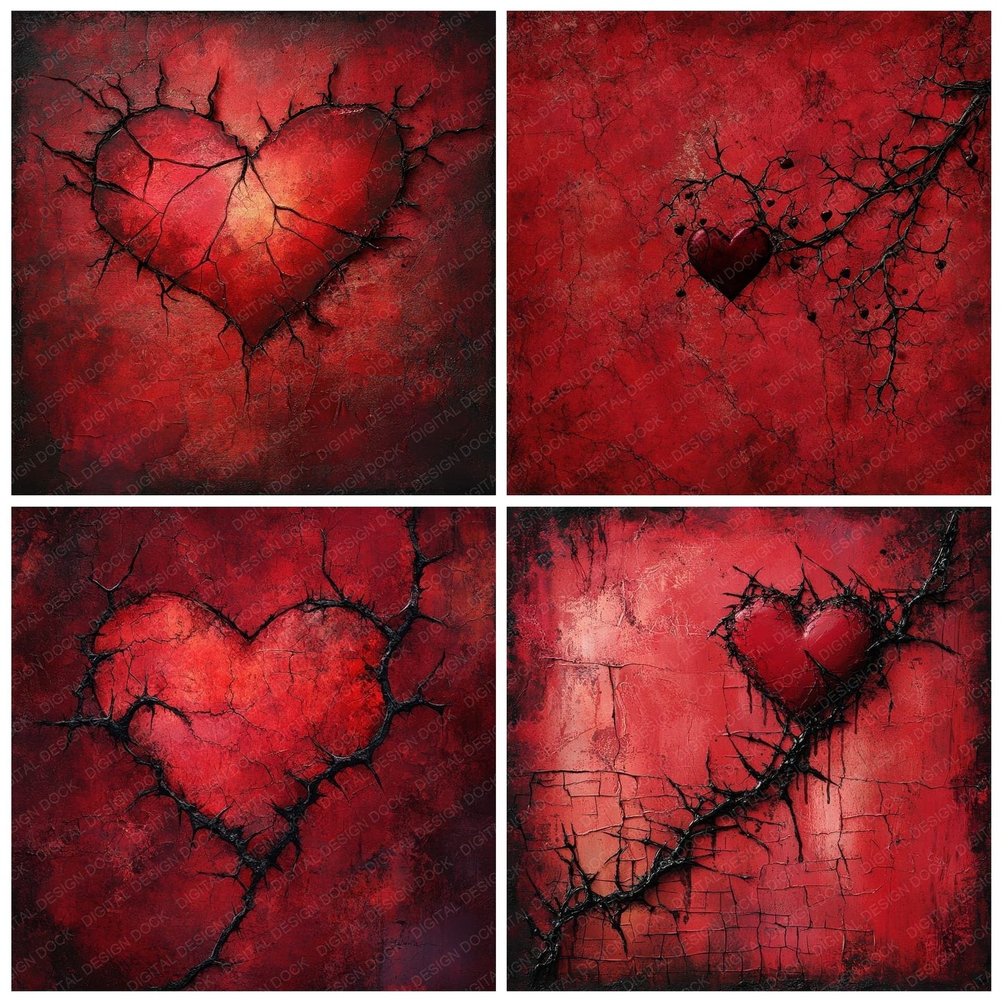 Crimson Thorned Heart Digital Paper Pack (DDD001342)