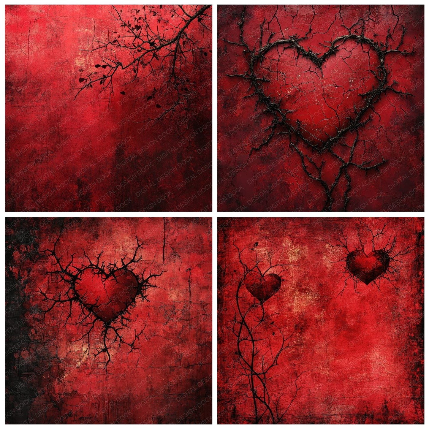 Crimson Thorned Heart Digital Paper Pack (DDD001342)