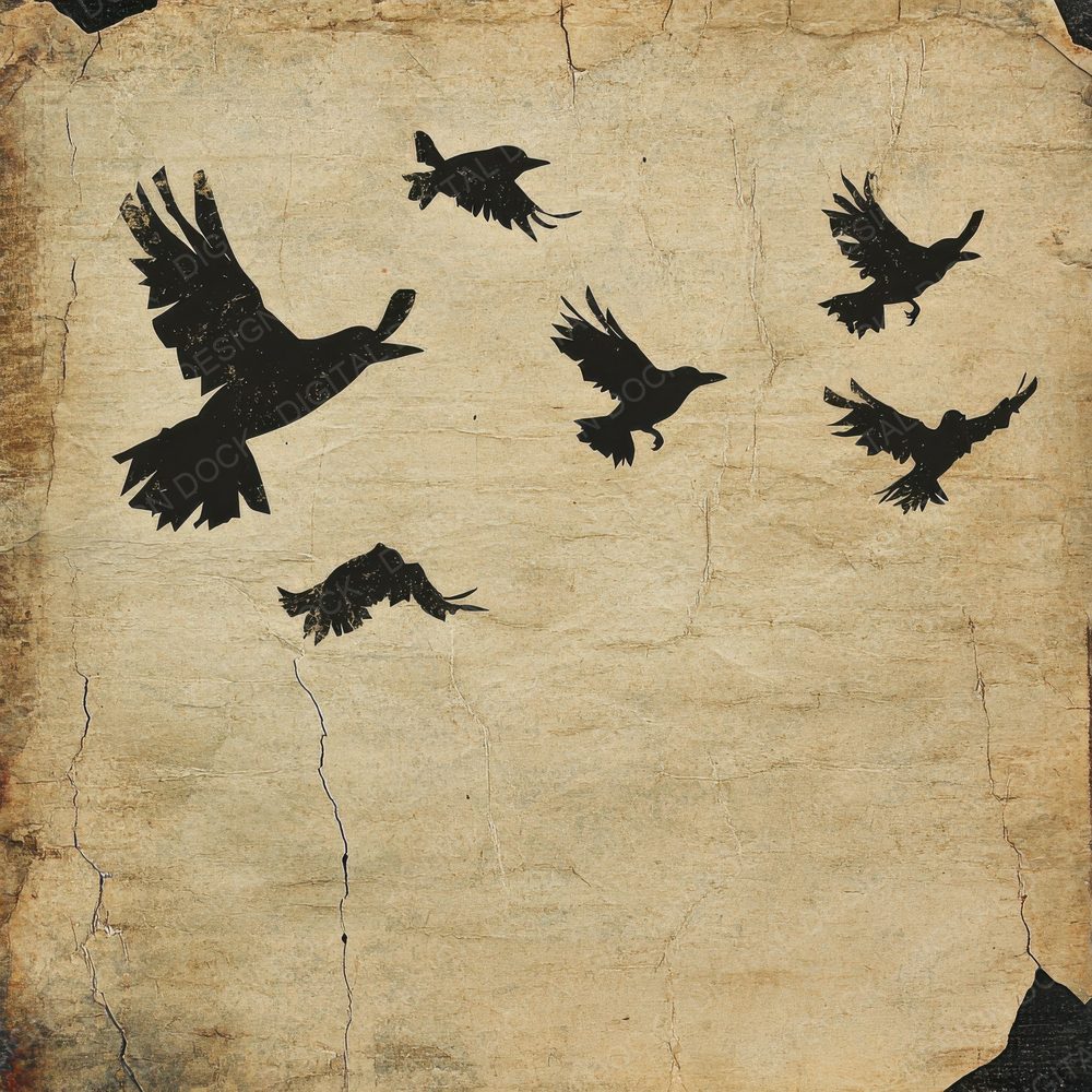 Crow Newspaper Border Digital Paper Pack (DDD001348)