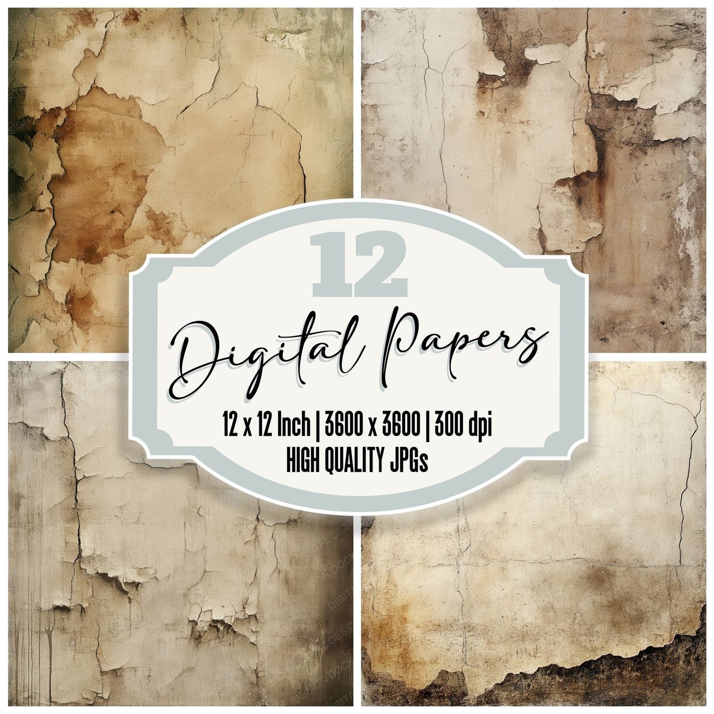 Crumbling Plaster Canvas Background Digital Paper Pack (DDD001351)
