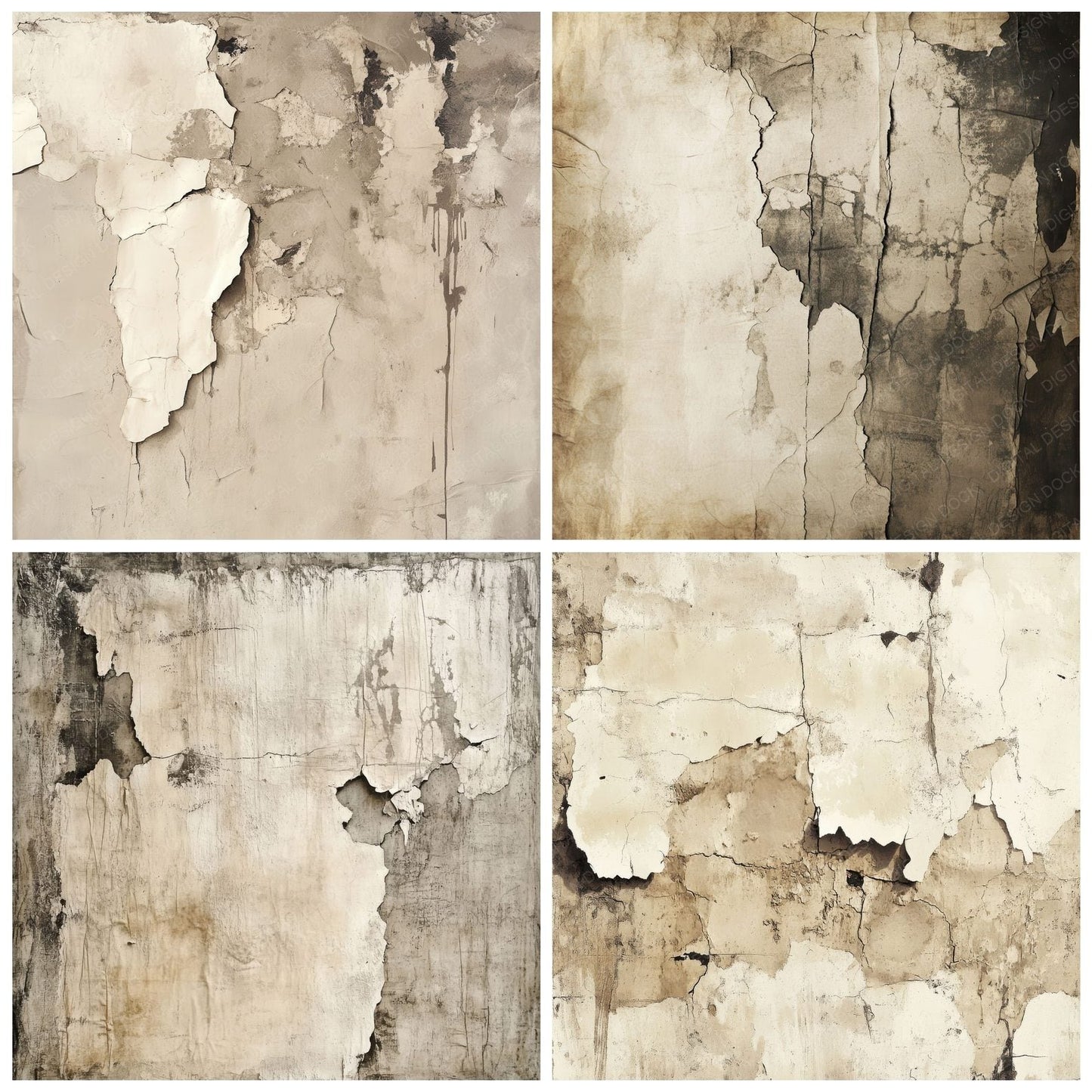 Crumbling Plaster Canvas Background Digital Paper Pack (DDD001351)