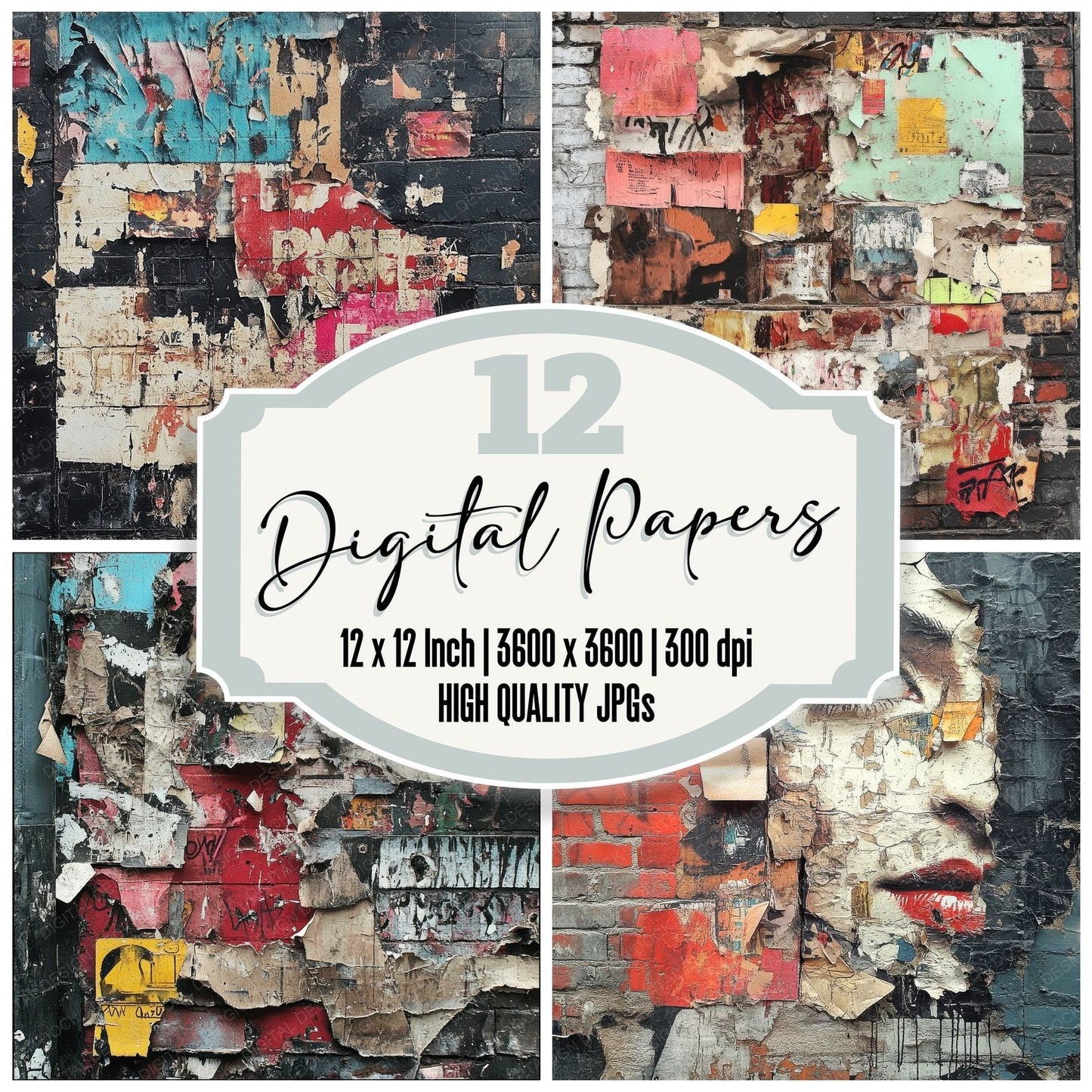 Crumbling Urban Graffiti Digital Paper Pack (DDD001352)