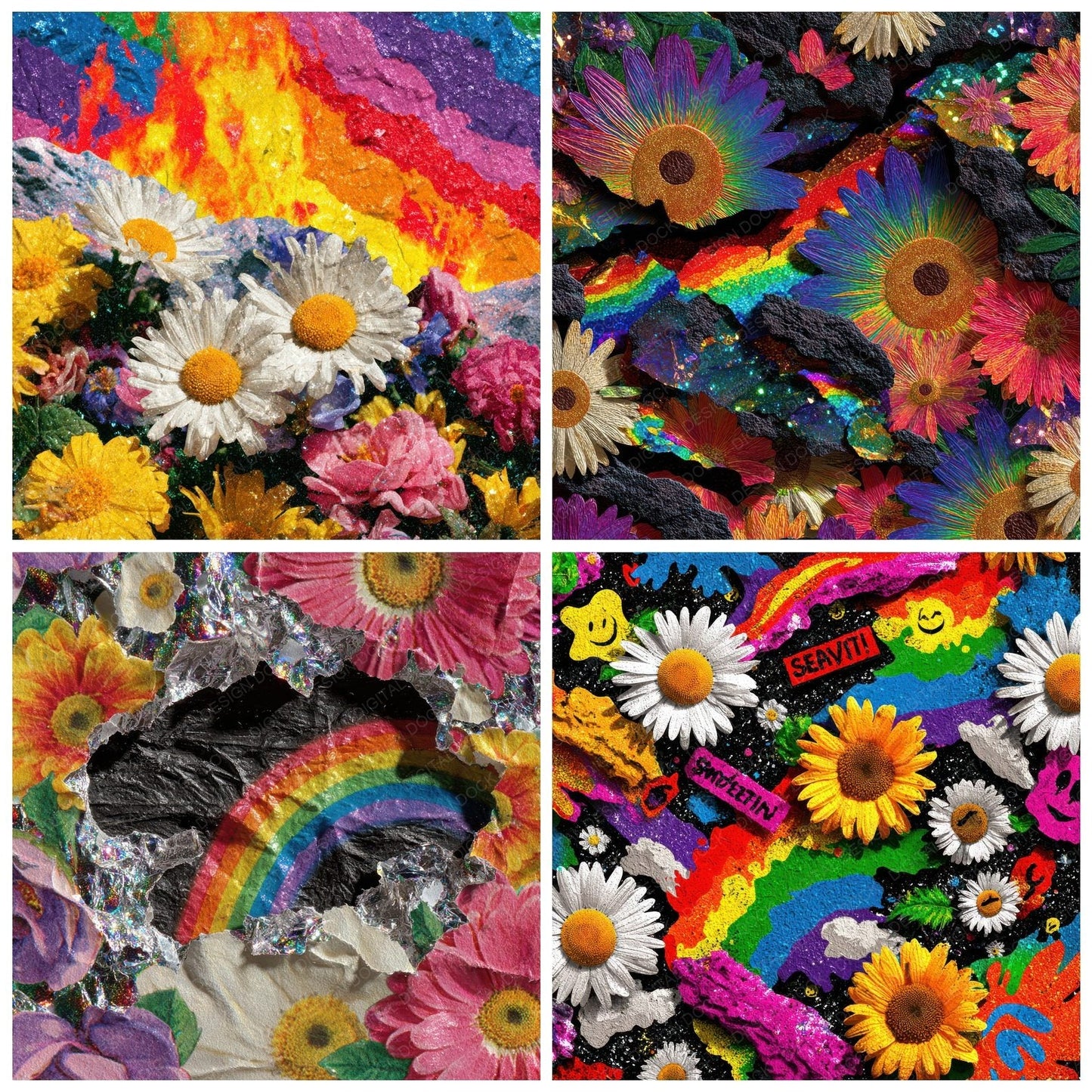 Cry Daisy Glitter Flame Digital Paper Pack (DDD001355)