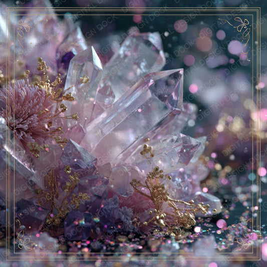 CrystalBorder Rose Amethyst Script Dust Digital Paper Pack (DDD001360)