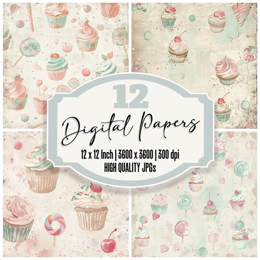 Cupcakes and Candy Digital Paper Pack (DDD001363)