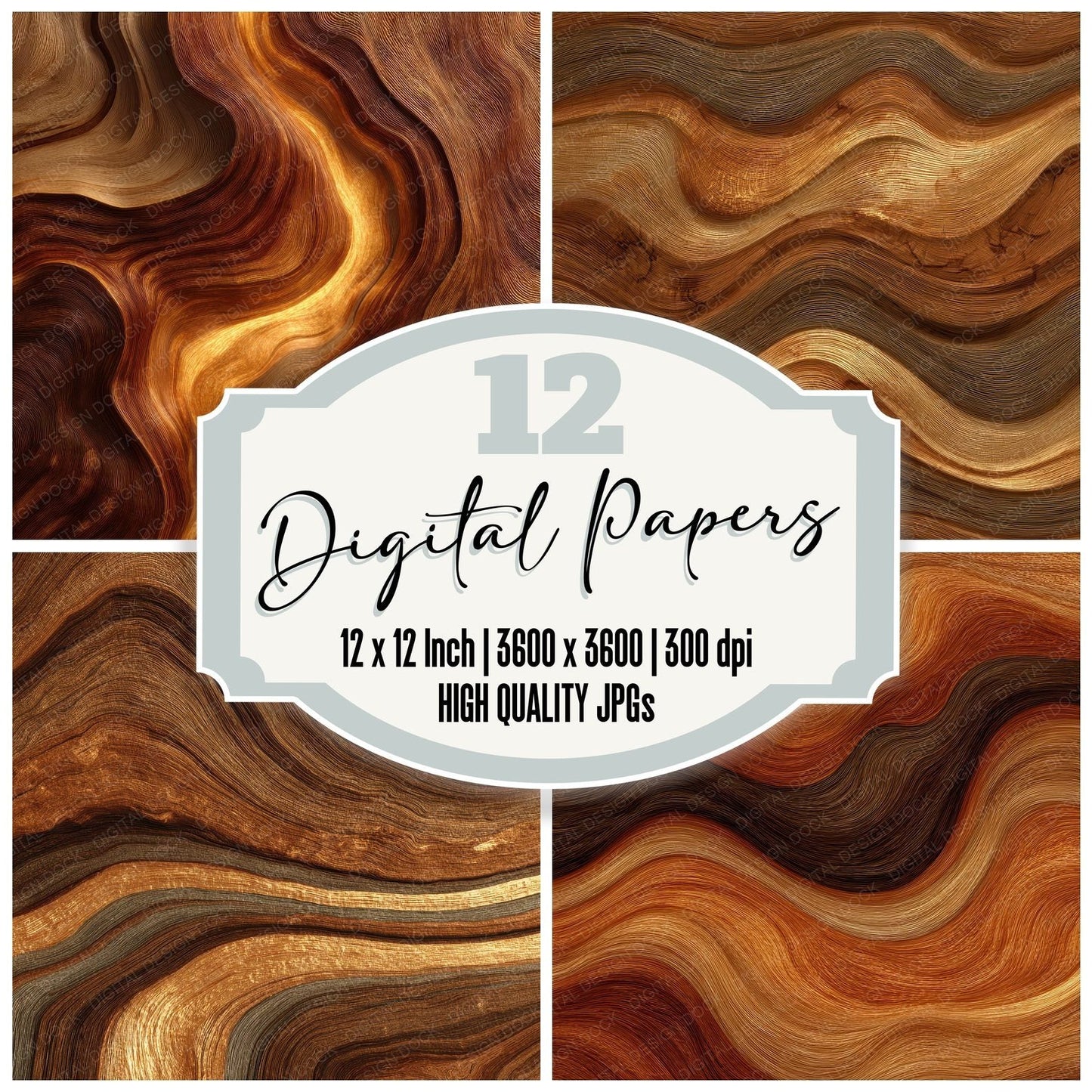 Curly Koa Flame Bronze Digital Paper Pack (DDD001364)