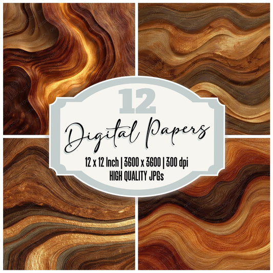 Curly Koa Flame Bronze Digital Paper Pack (DDD001364)