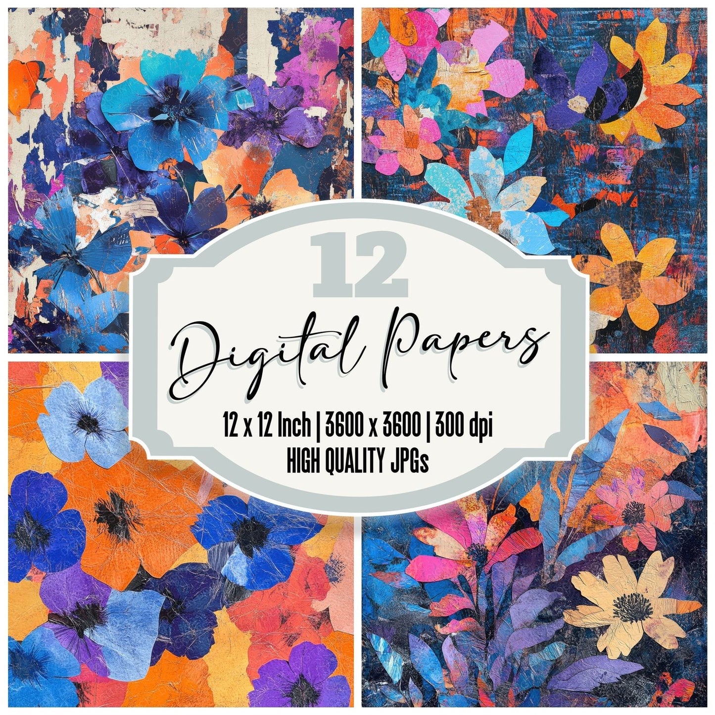 Cutout Chaos Florals Digital Paper Pack (DDD001367)