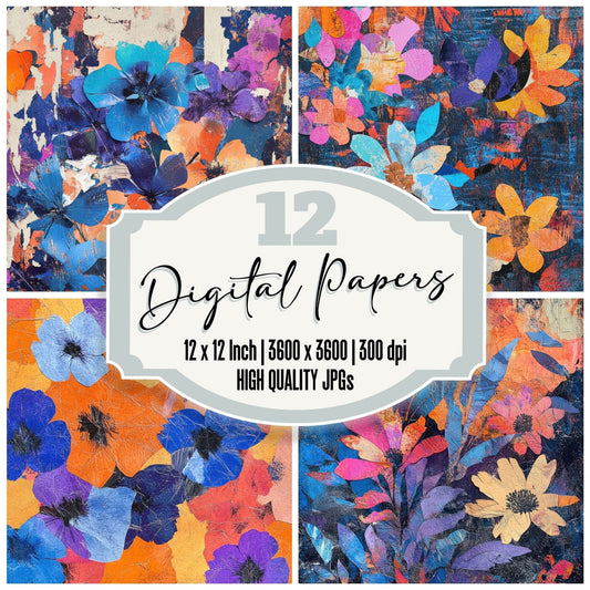 Cutout Chaos Florals Digital Paper Pack (DDD001367)