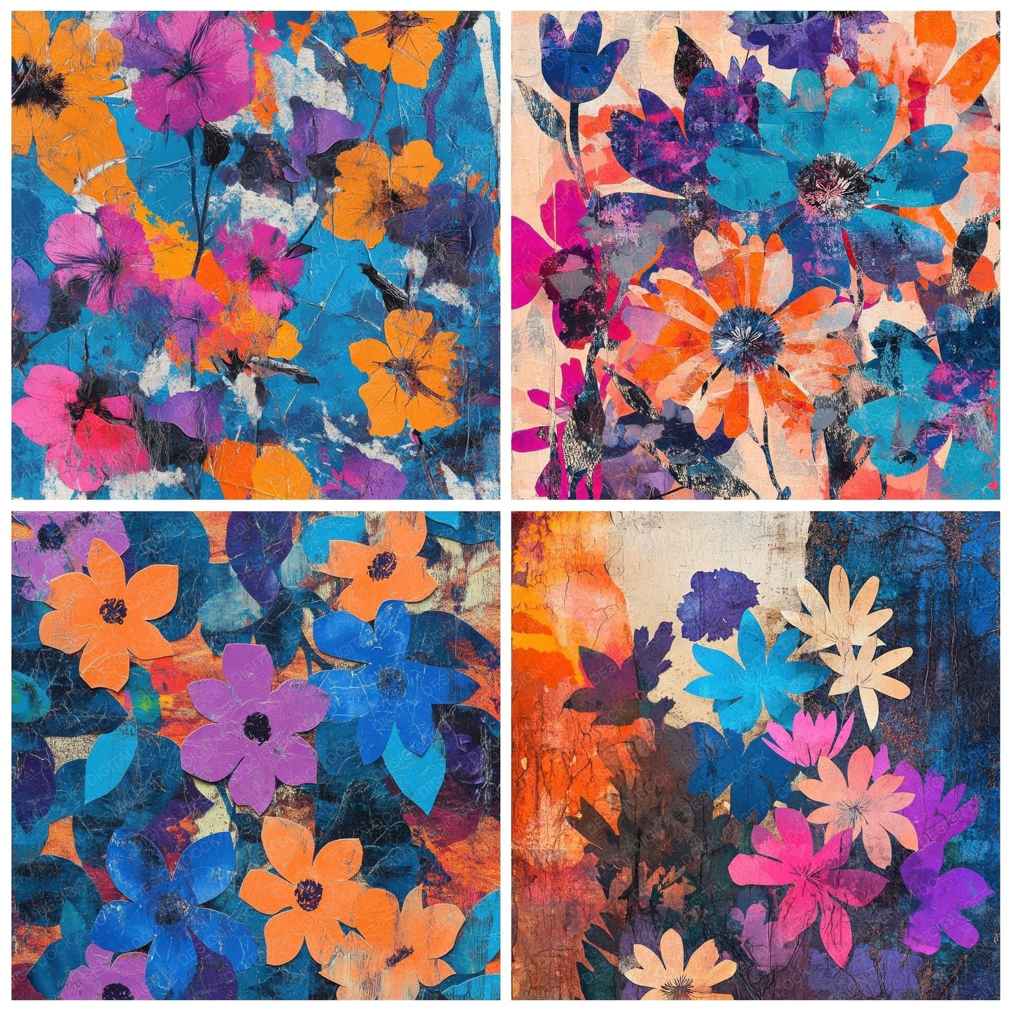 Cutout Chaos Florals Digital Paper Pack (DDD001367)