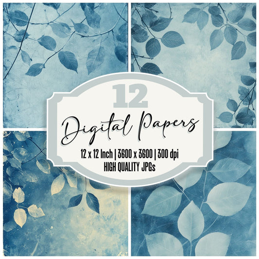 Cyanotype Leaf Film Digital Paper Pack (DDD001372)