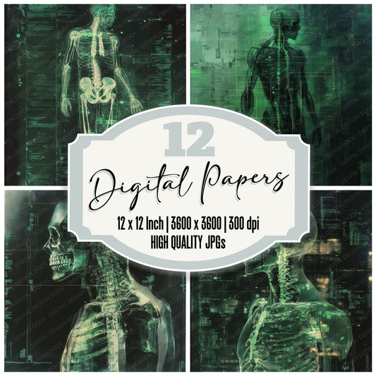 Cyber Skeleton Scan Digital Paper Pack (DDD001375)