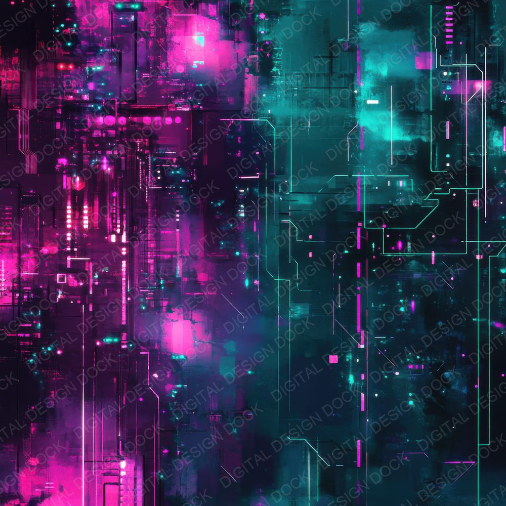 Cyberpunk Neon Grid Digital Paper Pack (DDD001378)