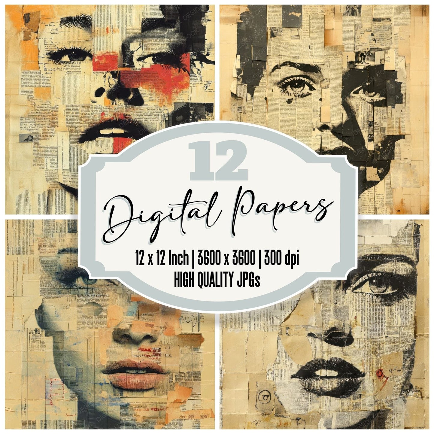 Dada Paper Fragments Digital Paper Pack (DDD001381)